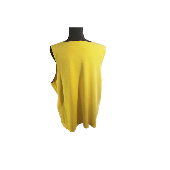 CACHE Yellow Sleeveless Square Neckline Knit Vest Shell Top - Picture 3 of 6
